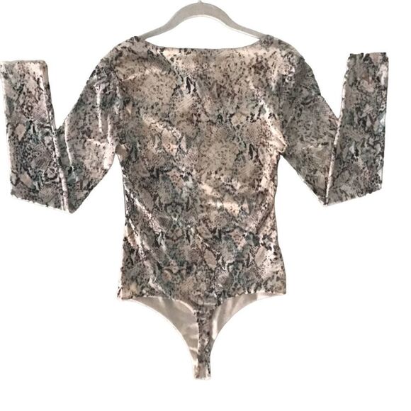 AFRM Celia Aqua Neutral Snake Print Cut Out Bodysuit - Picture 7 of 10